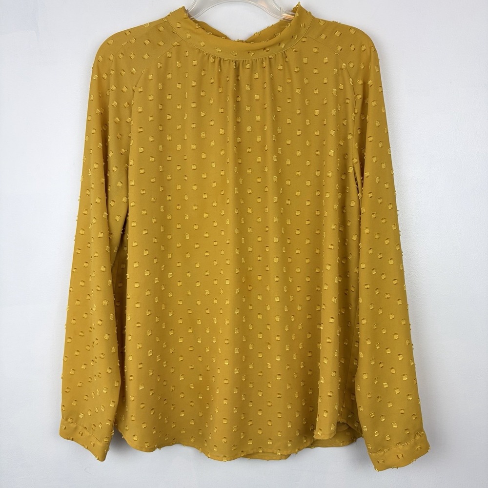 Ann Taylor Top Blouse Womens Large Mustard Yellow Textured Office Career